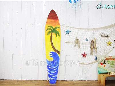 Ván lướt sóng trang trí chủ đề Hoàng hôn cao 150cm [In sắc nét - giả nét vẽ tay] VLS-06