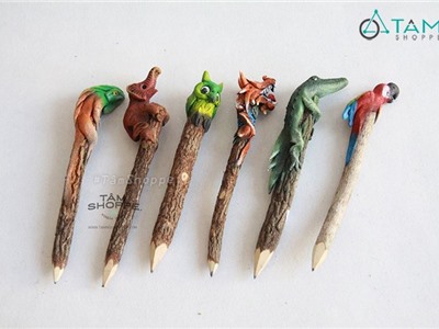Bút chì gỗ thân cây tự nhiên hình thú