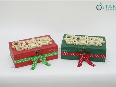 Rương gỗ Hộp quà Noel chữ nối số 18