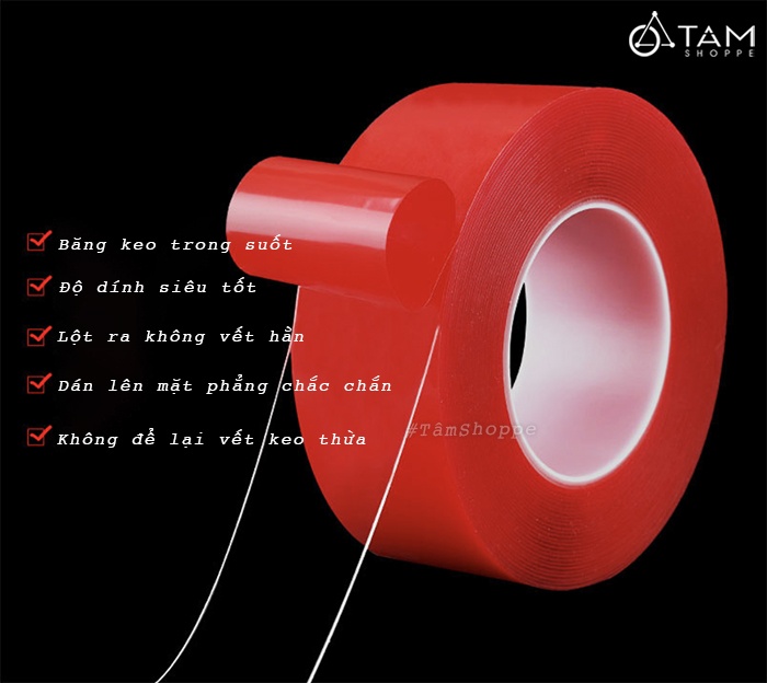 Băng keo 2 mặt trong suốt siêu dính Băng keo 2 mặt trong suốt siêu dính
