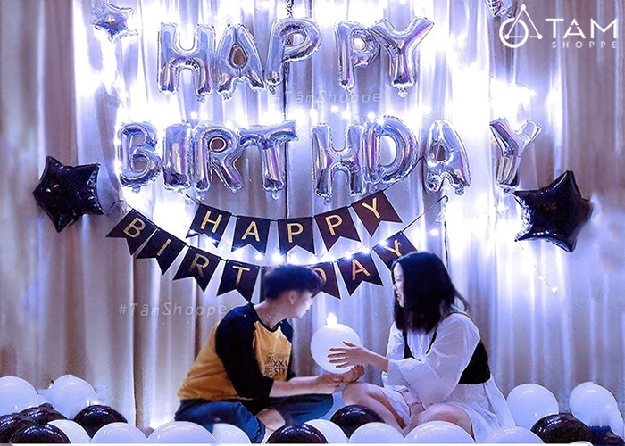 bộ trang trí sinh nhật cho người lớn tông Trắng đen bộ trang trí sinh nhật cho người lớn tông Trắng đen