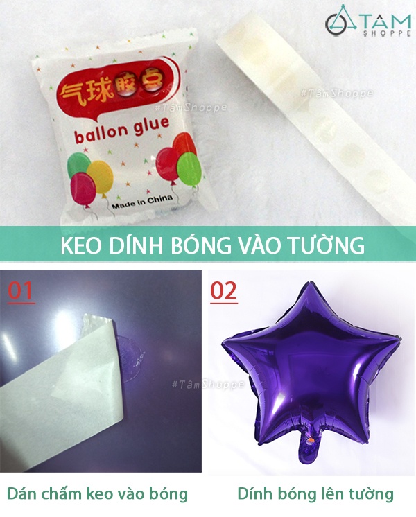 Chấm keo dán trang trí bong bóng dính tường