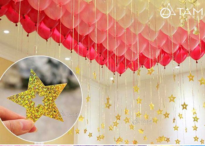 Dây sao rơi cột đuôi bong bóng trang trí đẹp mắt Dây sao rơi cột đuôi bong bóng trang trí đẹp mắt