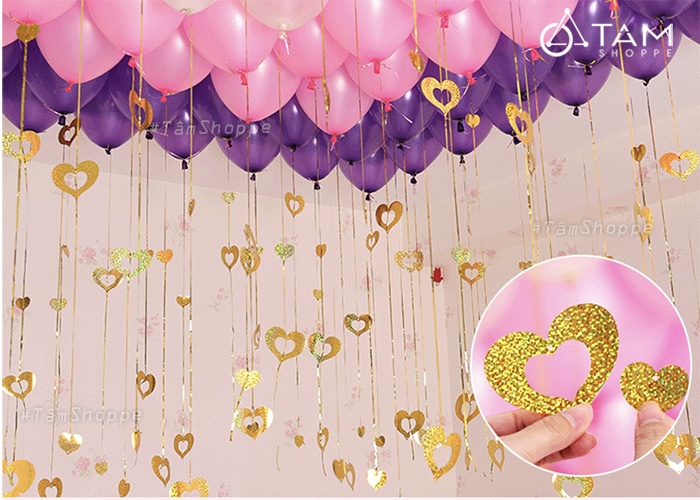 Dây tim rơi cột đuôi bong bóng trang trí Dây tim rơi cột đuôi bong bóng trang trí