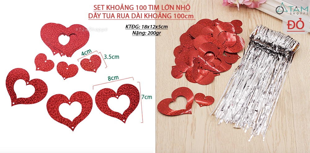 Dây tim rơi cột đuôi bong bóng trang trí Dây tim rơi cột đuôi bong bóng trang trí