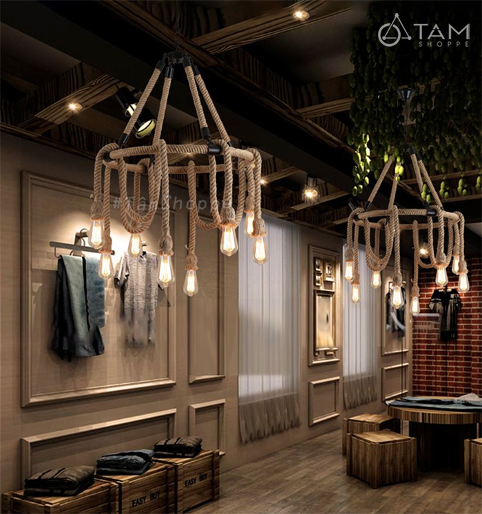 đèn thả trần dây thừng trang trí đèn thả trần dây thừng trang trí
