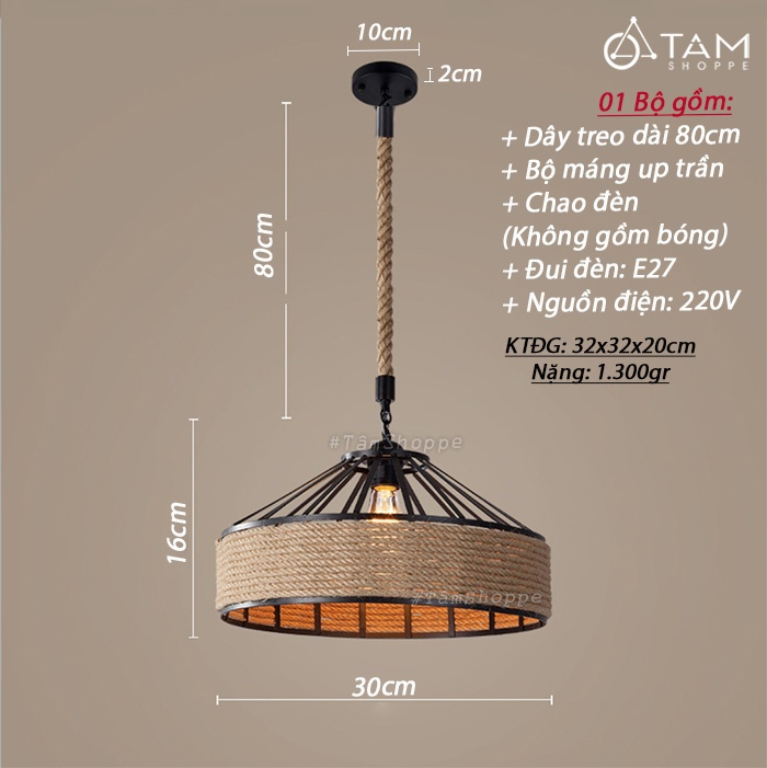 đèn thả trần dây thừng trang trí đèn thả trần dây thừng trang trí