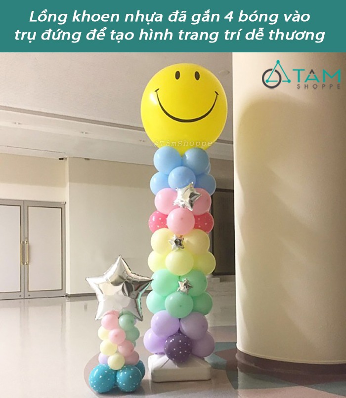 Khoen nhựa gắn 4 bong bóng trang trí Khoen nhựa gắn 4 bong bóng trang trí
